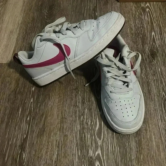 Nike Court Borough Low 2 Gs Pure Platinum Pink Prime - Picture 1 of 6